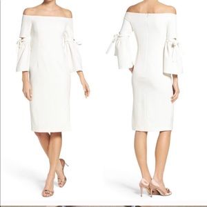 White off the shoulder midi dress